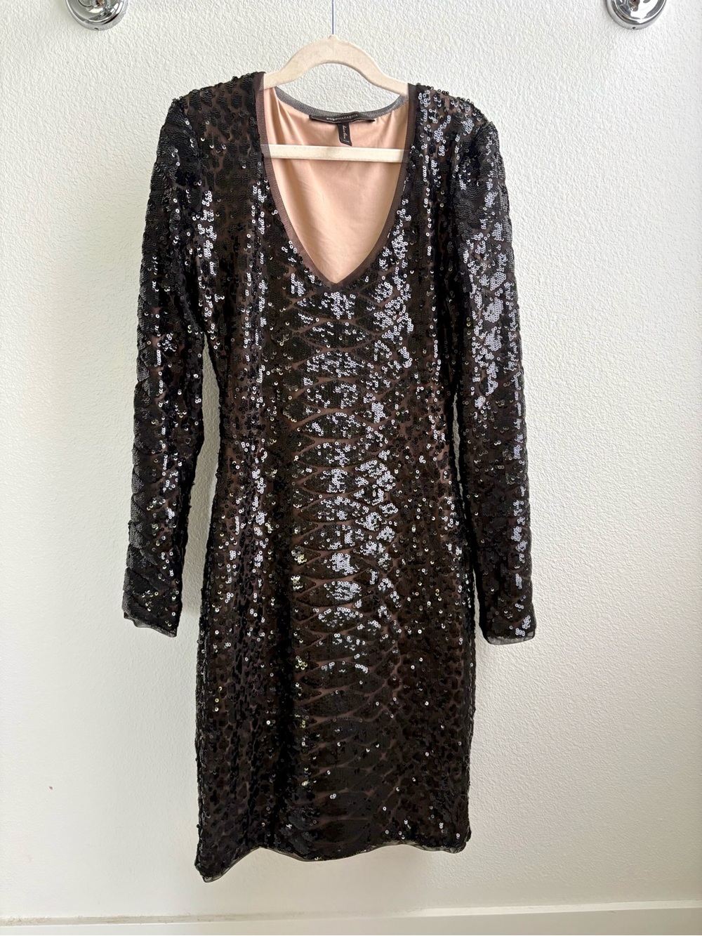 BCBG Maxazria Sabryna Long Sleeve Python Sequin Dress